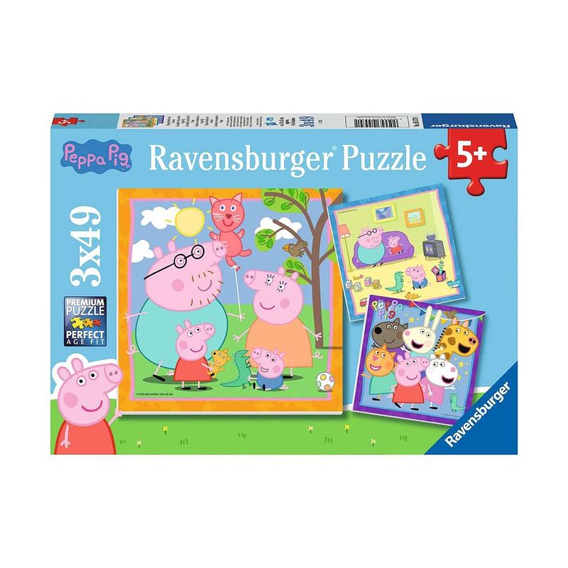 Foto van Ravensburger puzzel familie en vrienden van peppa pig - 3 x 49 stukjes