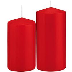 Foto van Stompkaarsen set van 2x stuks rood 12 en 15 cm - stompkaarsen
