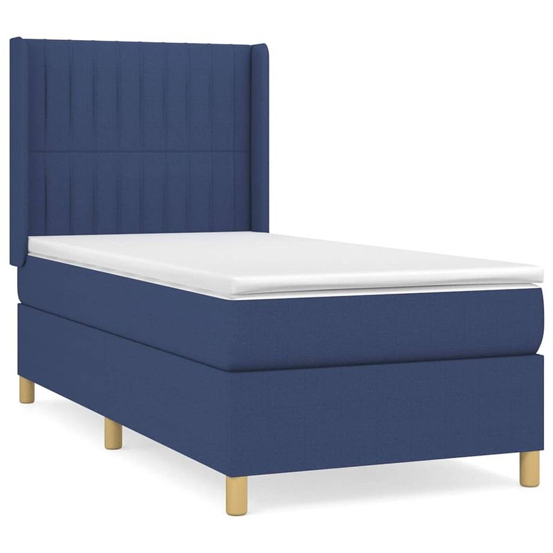 Foto van The living store boxspringbed - comfort - bed - 193x93x118/128 cm - blauw