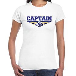 Foto van Captain t-shirt wit dames - beroepen shirt l - feestshirts