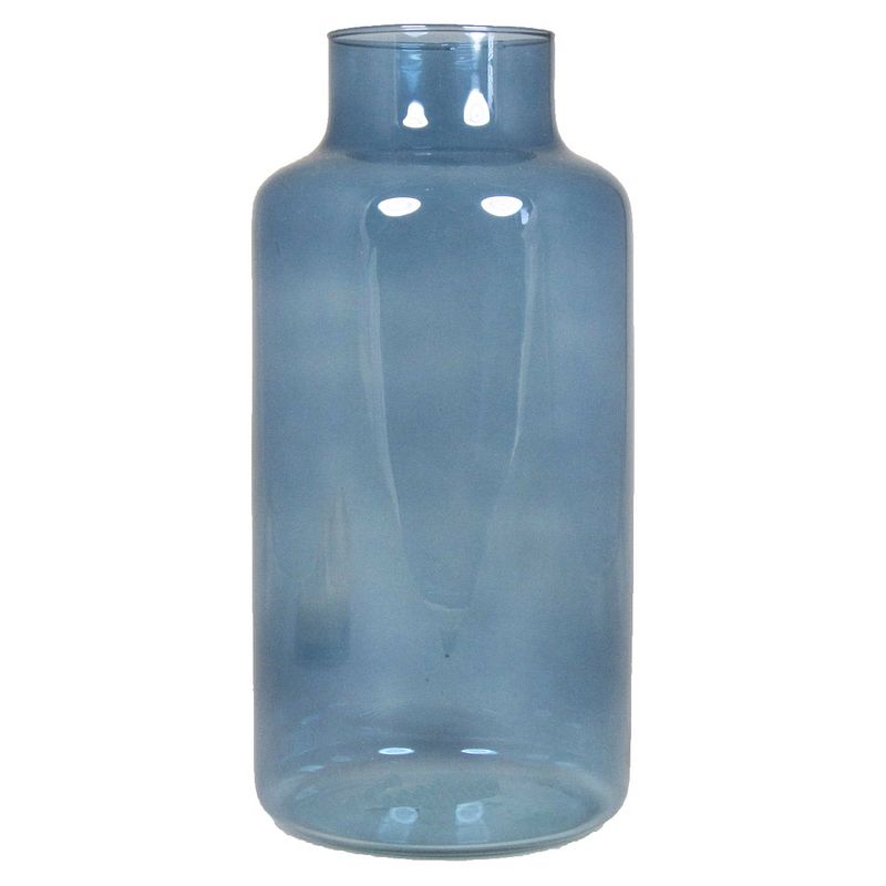 Foto van Bloemenvaas - blauw/transparant glas - h30 x d15 cm - vazen