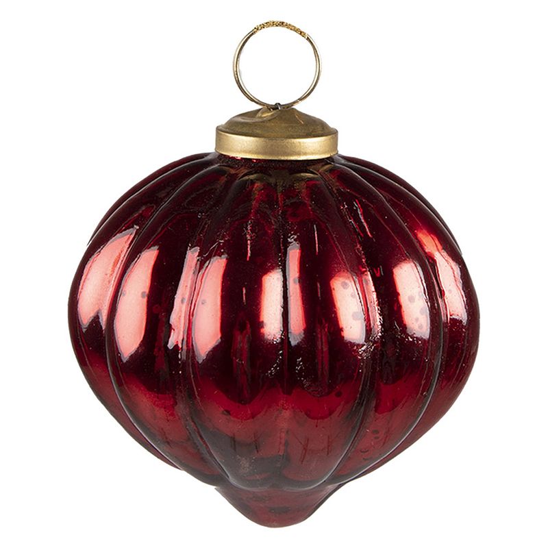 Foto van Clayre & eef kerstbal ø 8 cm rood glas kerstdecoratie kerstversiering kerstboomversiering rood kerstdecoratie