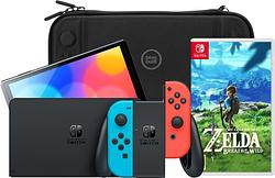Foto van Nintendo switch oled rood/blauw + zelda: breath of the wild +  bluebuilt travel case