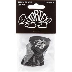 Foto van Dunlop tortex pitch black standard 1.14mm 12-pack plectrumset zwart