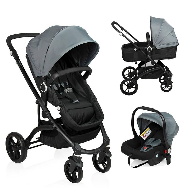 Foto van Little world 3-in-1 kinderwagen city walker grijs en zwart