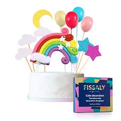 Foto van Fissaly® 15 stuks regenboog happy birthday taarttopper & caketopper set - taartversiering - decoratie topper
