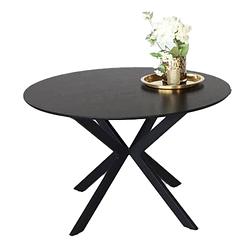 Foto van Eettafel rond ronsi zwart 130cm ronde tafel