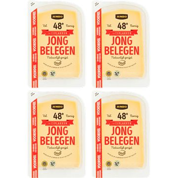 Foto van Jumbo jong belegen kaas 48+ plakken 4 x 400g voordeelverpakking