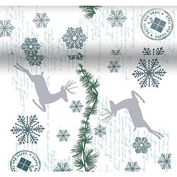 Foto van Kerst thema tafellopers/placemats met rendieren en sneeuwvlokken 40 x 480 cm - tafellakens