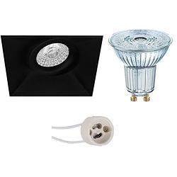 Foto van Led spot set - osram parathom par16 940 36d - pragmi nivas pro - gu10 fitting - dimbaar - inbouw vierkant - mat zwart -