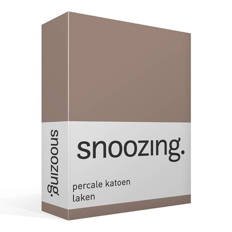 Foto van Snoozing - laken - lits-jumeaux - percale katoen - 280x300 - taupe