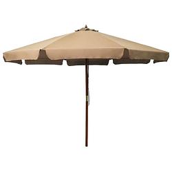 Foto van Vidaxl parasol met houten paal 330 cm taupe