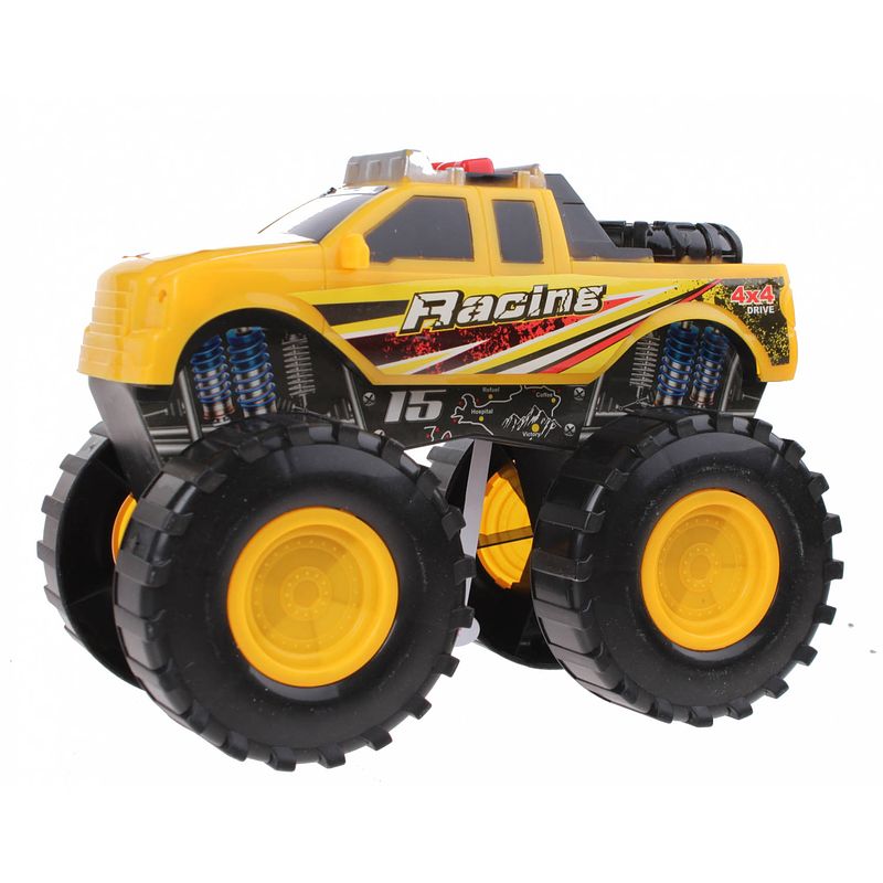 Foto van Jonotoys monstertruck met licht en geluid geel 19 cm