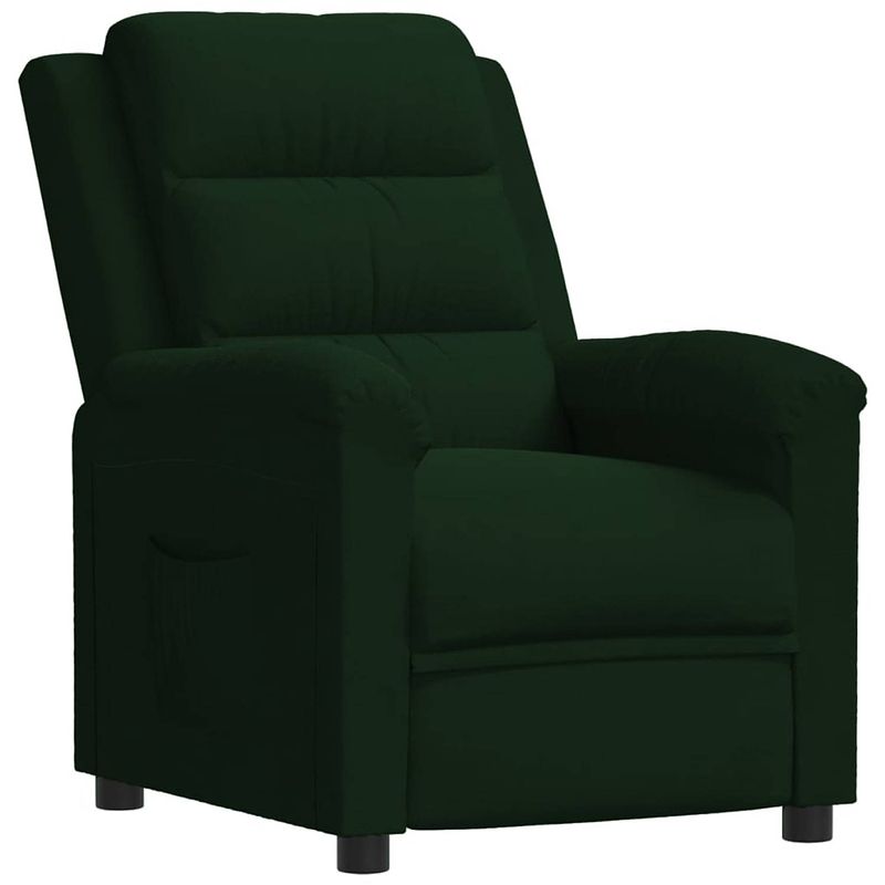 Foto van The living store fauteuil - verstelbaar - donkergroen - fluweel - 74x92x101.5cm