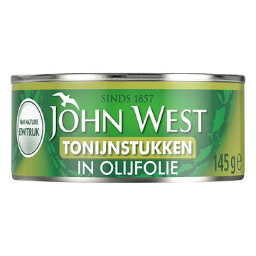 Foto van John west tonijnstukken in olijfolie 145 gram bij jumbo