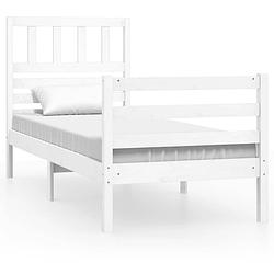 Foto van Vidaxl bedframe massief hout wit 90x190 cm 3ft single