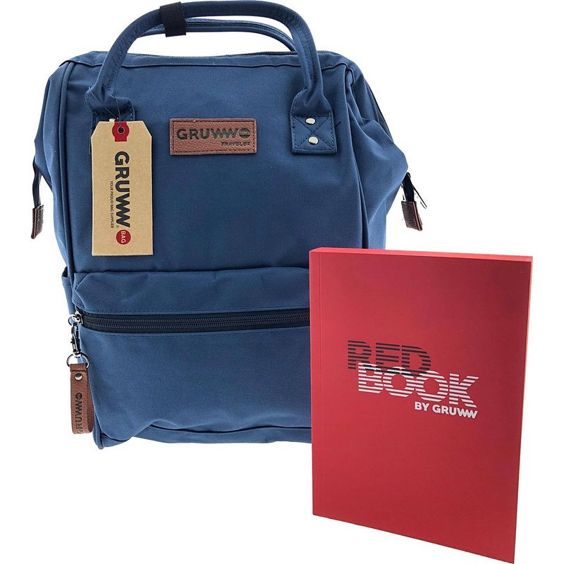 Foto van Unieke gruww rugzak - inclusief gratis notitieboek rood - de handige laptop tas - blue indigo