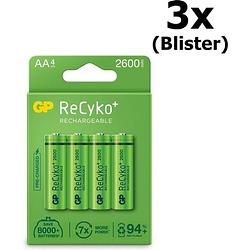 Foto van 12 stuks (3 blisters a 4st) - gp recyko+ 2700 series aa/hr06 2600mah 1.2v nimh oplaadbare batterijen