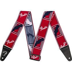 Foto van Fender weighless 2" monogrammed strap red/white/blue gitaarband