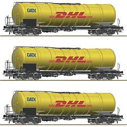 Foto van Roco 76029 h0 3-delige set ketelwagens dhl van de gatx