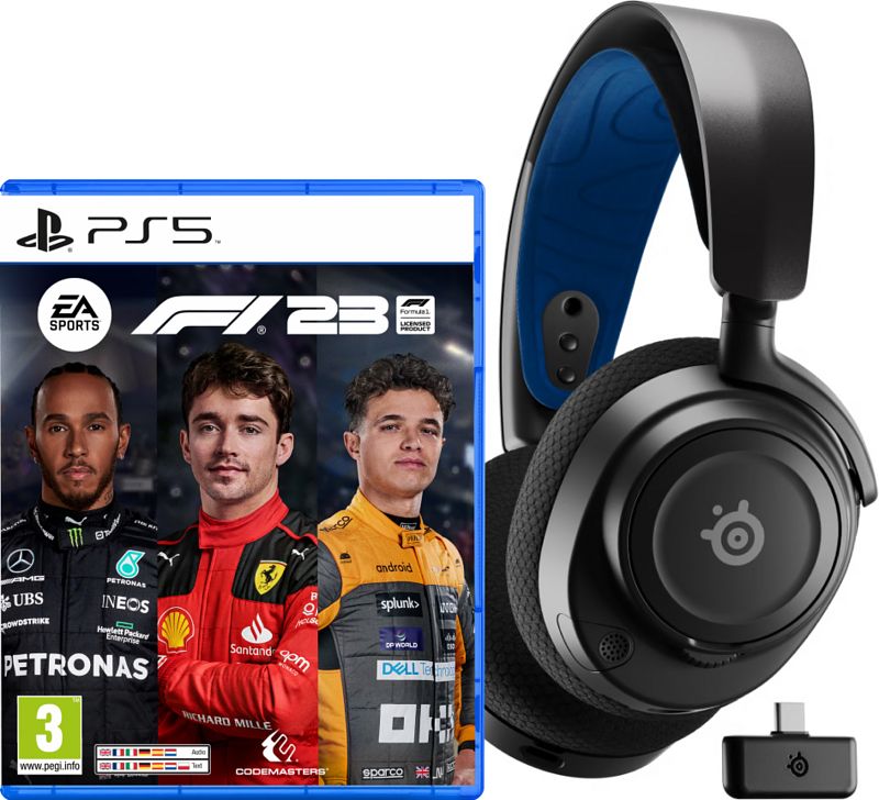 Foto van F1 23 ps5 + steelseries arctis nova 7p