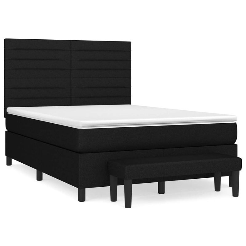 Foto van The living store bed zwart - boxspringbed 203 x 144 x 118/128 cm - duurzaam - praktisch - comfortabel en middelhard