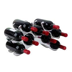 Foto van Modern stijlvol wijnrek voor 9 flessen - chrome - metaal - 42 x 25 cm - wijnrekken