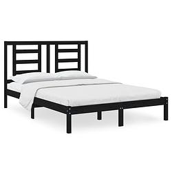 Foto van The living store houten bedframe - massief grenenhout - 205.5 x 145.5 x 31 cm - zwart