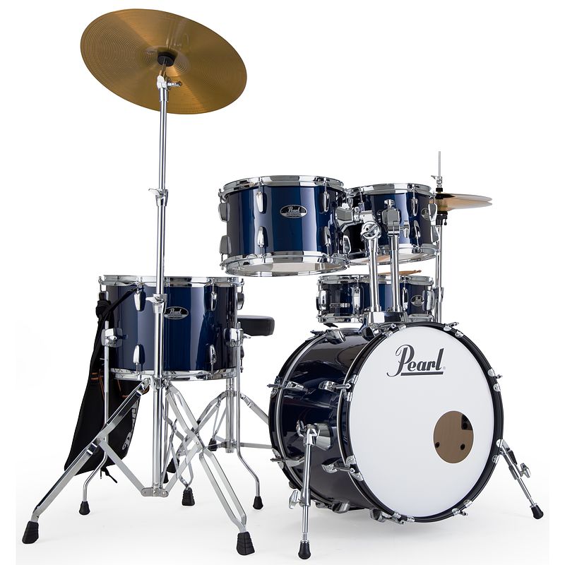 Foto van Pearl rs585c/c743 roadshow royal blue metallic drumstel inclusief bekkens