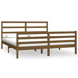 Foto van The living store bedframe massief grenenhout - super king 180x200 cm - honingbruin