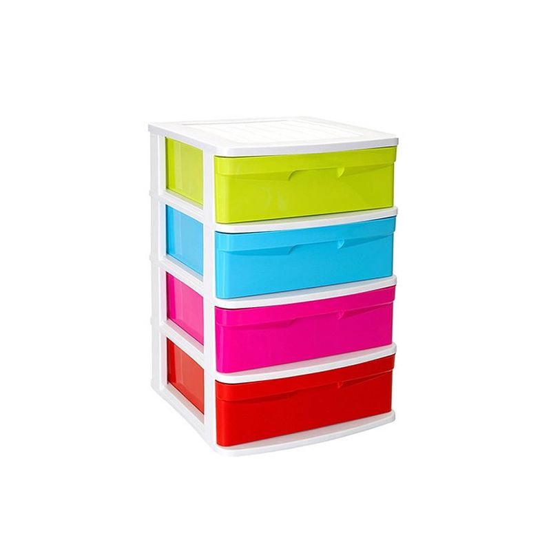 Foto van Ladeblok/bureau organizer met 4x lades multi-color/wit l40 x b39 x h65 cm - ladeblok