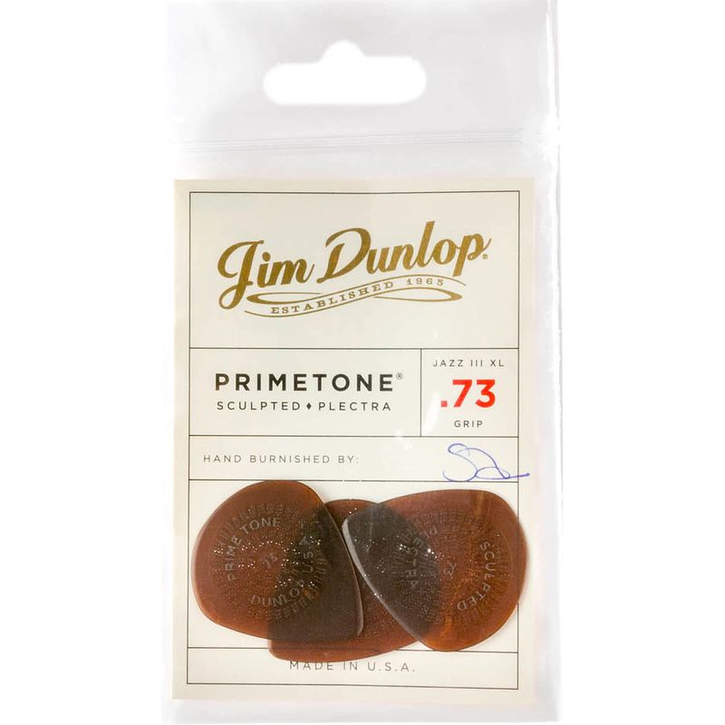 Foto van Dunlop primetone jazz iii xl grip pick 0.73mm plectrumset (12 stuks)