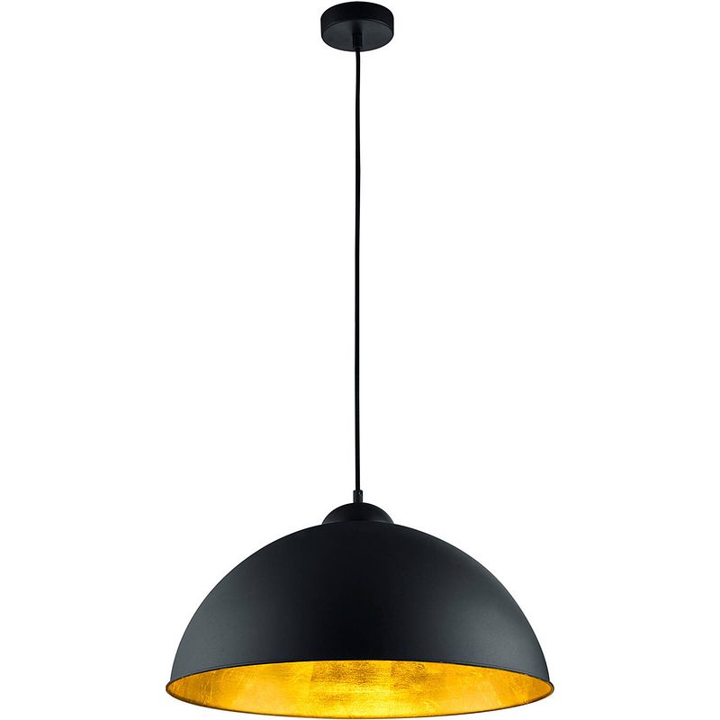 Foto van Led hanglamp - trion romy - e27 fitting - rond - mat zwart aluminium