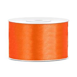 Foto van 1x hobby/decoratie oranje satijnen sierlinten 3,8 cm/38 mm x 25 meter - cadeaulinten