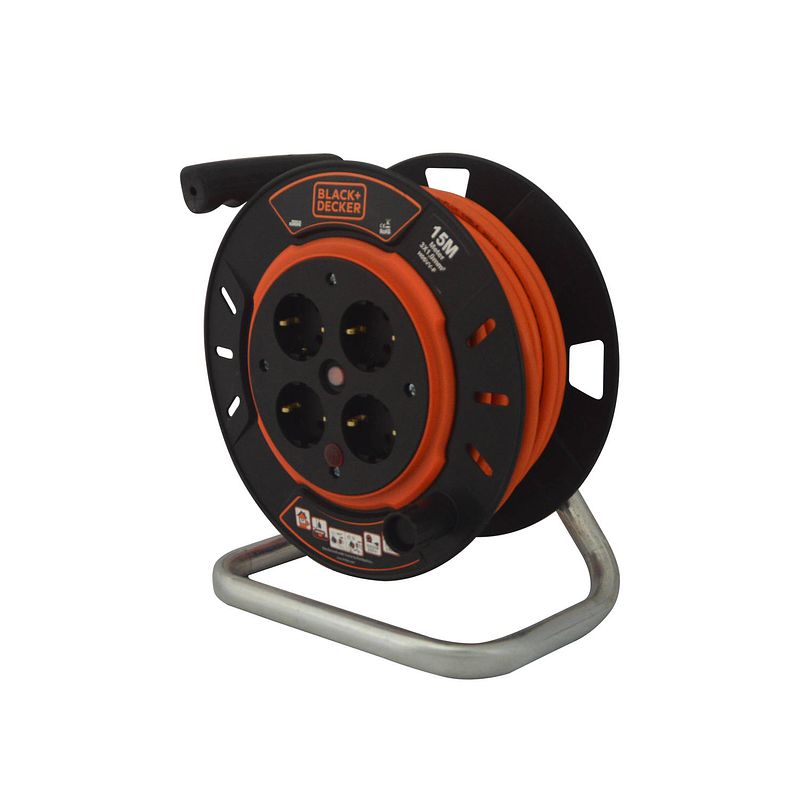 Foto van Black+decker bxecft2qiqe kabelhaspel - 15m - ip20 - 4 voudig - 3x1mm