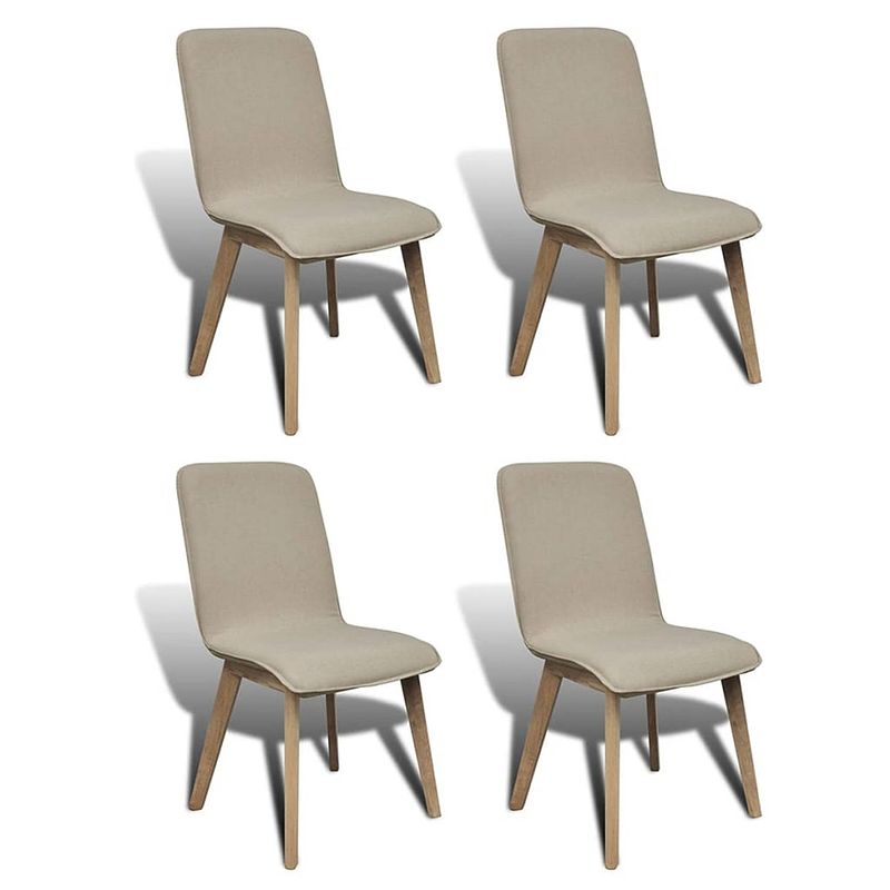 Foto van Vidaxl eetkamerstoelen 4 st stof en massief eikenhout beige