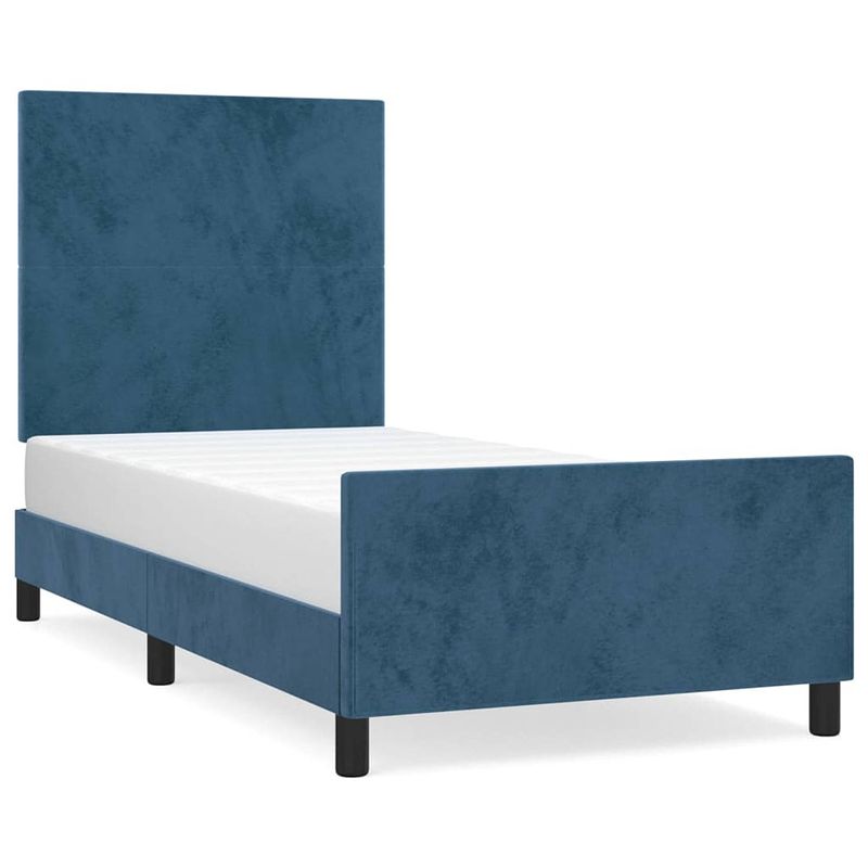 Foto van Vidaxl bedframe met hoofdeinde fluweel donkerblauw 80x200 cm