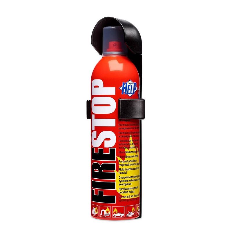 Foto van Super help brandblusser fire stop met houder 400 ml rood