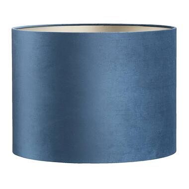 Foto van Kap cilinder - blauw velours - 30xø40 cm - leen bakker