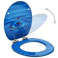 Foto van Infiori toiletbril met soft-close deksel waterdruppel mdf blauw