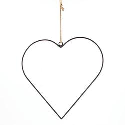 Foto van Dijk natural collections hangdecoratie hart metaal 48x48cm zwart