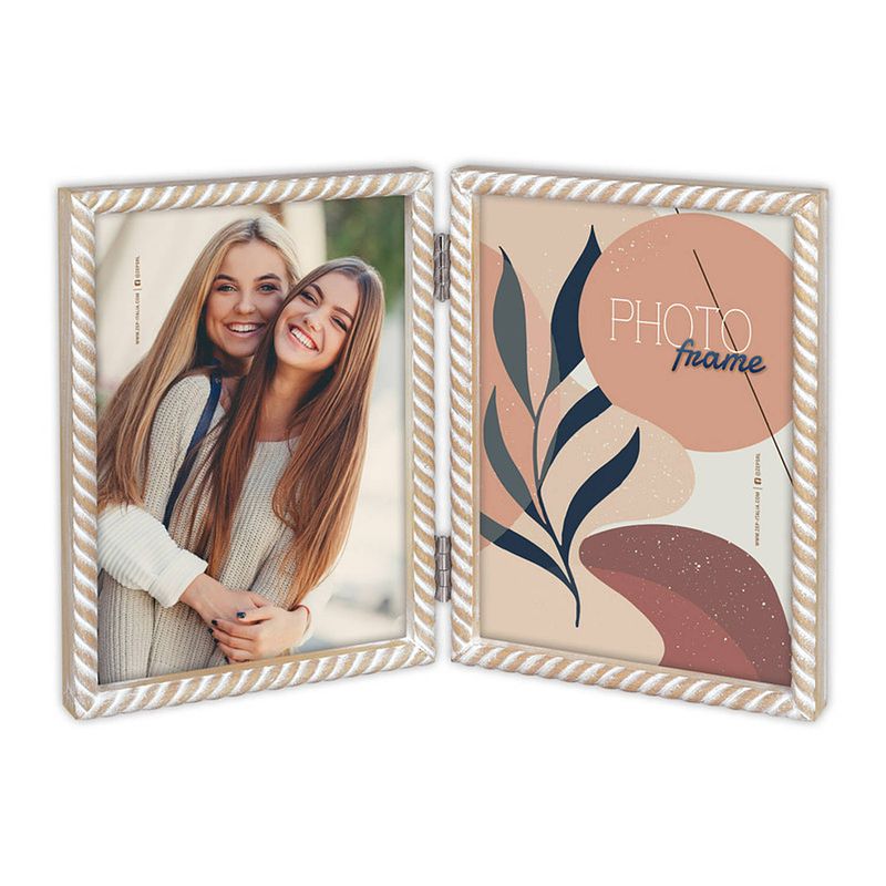 Foto van Zep - duo houten fotolijst wit/bruin lisse 2q voor 2 foto'ss 13x18 - ml257d