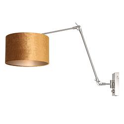 Foto van Steinhauer wandlamp prestige chic 8111 staal kap goud velours