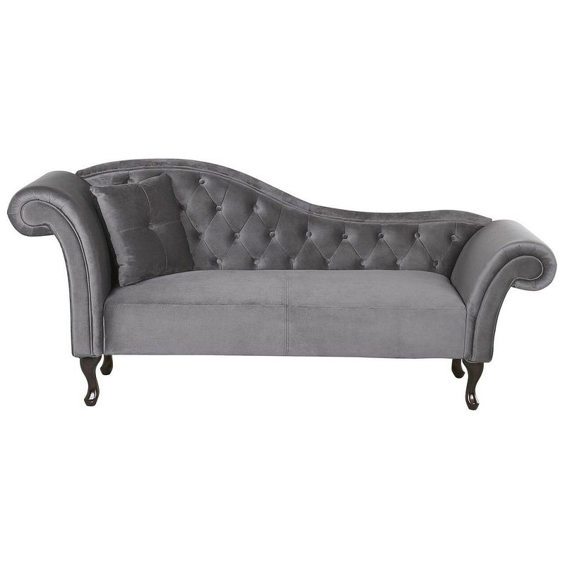 Foto van Beliani lattes - chaise longue-grijs-fluweel