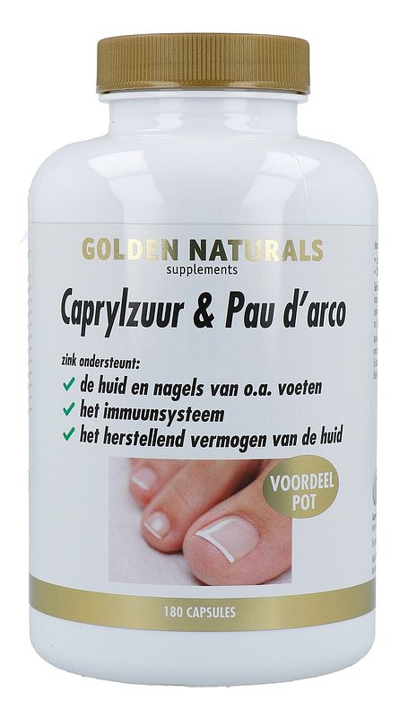 Foto van Golden naturals caprylzuur & pau d'sarco formule capsules