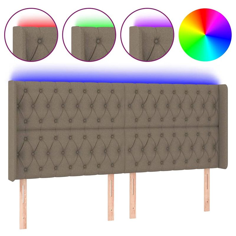 Foto van The living store hoofdbord - bed accessoires - 183 x 16 x 118/128 cm - led-verlichting