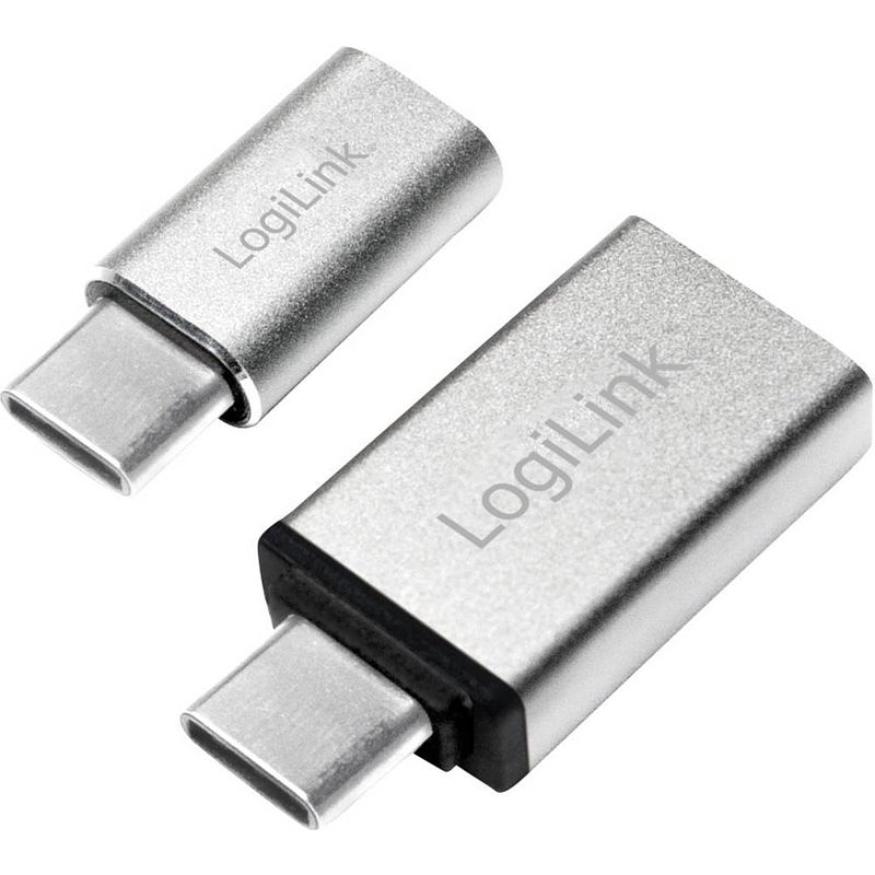 Foto van Logilink usb 3.2 gen 1 (usb 3.0) adapter [1x usb-c stekker - 1x micro-usb 2.0 b bus, usb 3.2 gen 1 bus a (usb 3.0)] au0040