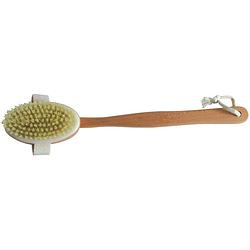 Foto van Msv bad/douche scrub borstel - hout - 42 cm - ophanglus - afneembare borstel - badkameraccessoireset