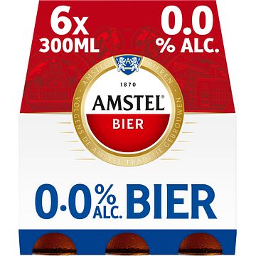 Foto van Amstel pilsener 0.0 bier fles 6 x 300ml bij jumbo