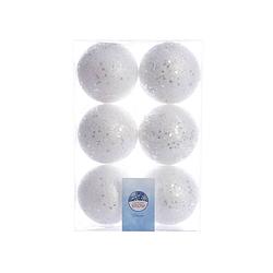 Foto van 5 stuks bal foam glitter d6 cm wit/zilver 6st